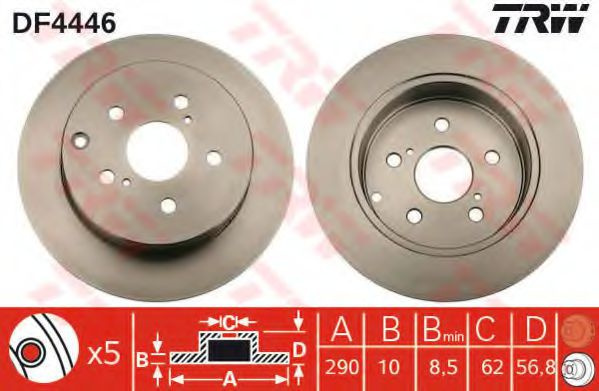 Disc frana TOYOTA COROLLA Verso (ZER, ZZE12, R1) (2004 - 2009) TRW DF4446 piesa NOUA
