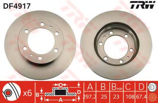 Disc frana TOYOTA HILUX III pick-up (KUN, TGN, LAN, GGN) (2004 - 2016) TRW DF4917 piesa NOUA