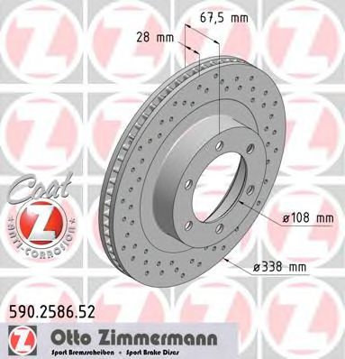 Disc frana TOYOTA HILUX III pick-up (KUN, TGN, LAN, GGN) (2004 - 2016) ZIMMERMANN 590.2586.52 piesa ...