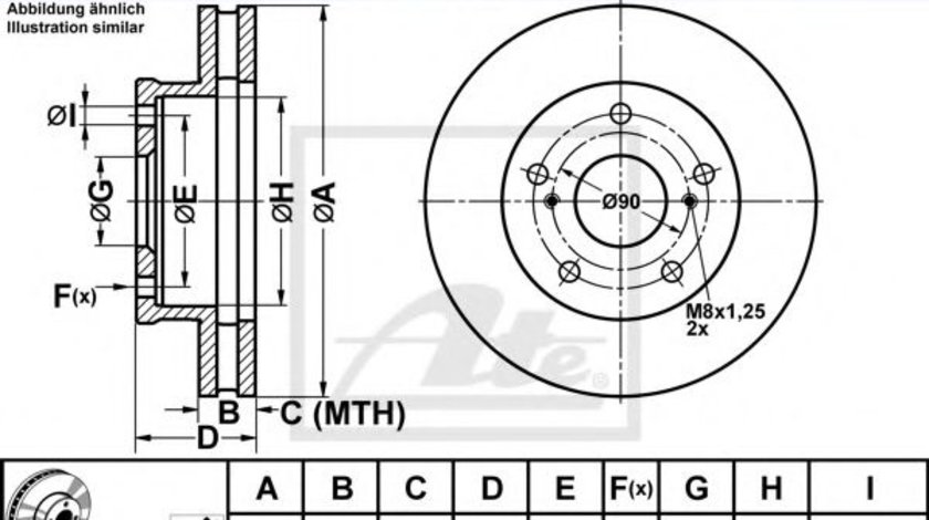 Disc frana TOYOTA HILUX III pick-up (KUN, TGN, LAN, GGN) (2004 - 2016) ATE 24.0128-0249.1 piesa NOUA