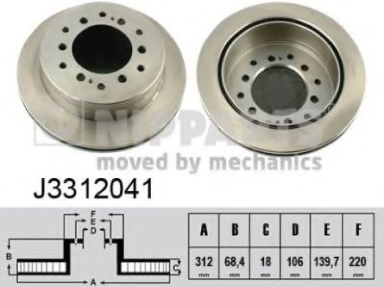 Disc frana TOYOTA LAND CRUISER 90 (J9) (1995 - 2016) NIPPARTS J3312041 piesa NOUA