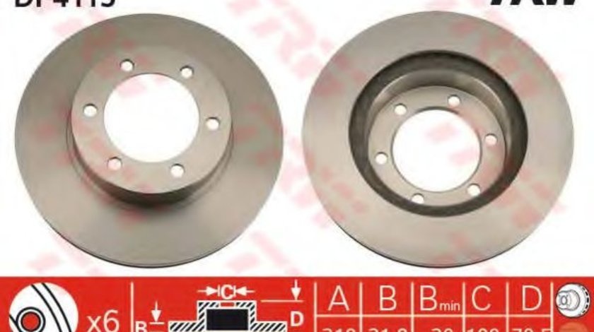 Disc frana TOYOTA LAND CRUISER 90 (J9) (1995 - 2016) TRW DF4115 piesa NOUA