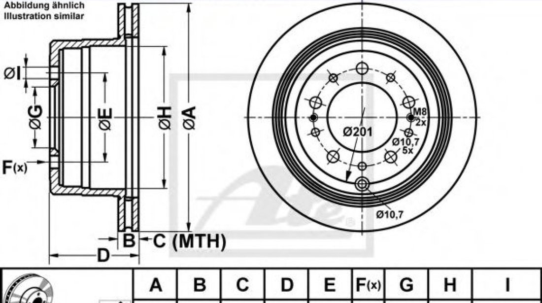 Disc frana TOYOTA LAND CRUISER AMAZON (FZJ1, UZJ1) (1998 - 2007) ATE 24.0118-0143.1 piesa NOUA