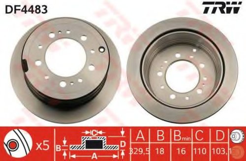 Disc frana TOYOTA LAND CRUISER AMAZON (FZJ1, UZJ1) (1998 - 2007) TRW DF4483 piesa NOUA