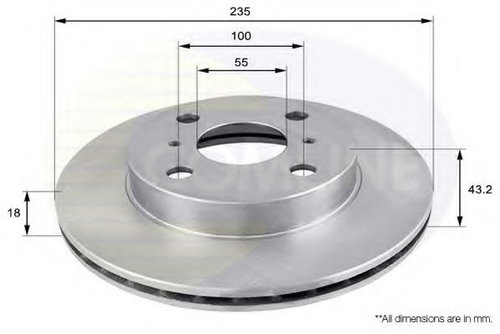 Disc frana TOYOTA YARIS (P1) (1999 - 2005) COMLINE ADC0193V piesa NOUA