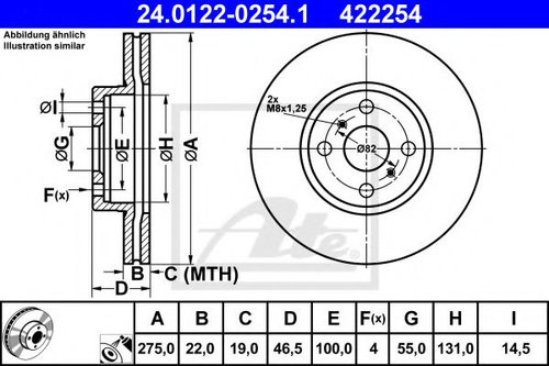 Disc frana TOYOTA YARIS (P13) (2010 - 2016) ATE 24.0122-0254.1 piesa NOUA