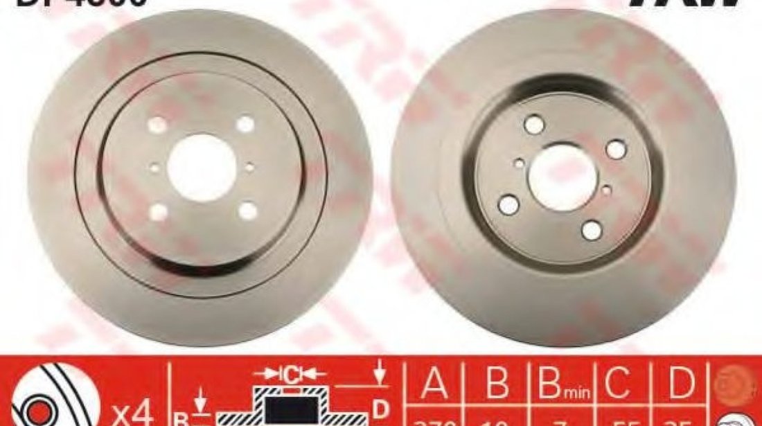 Disc frana TOYOTA YARIS (P13) (2010 - 2016) TRW DF4800 piesa NOUA