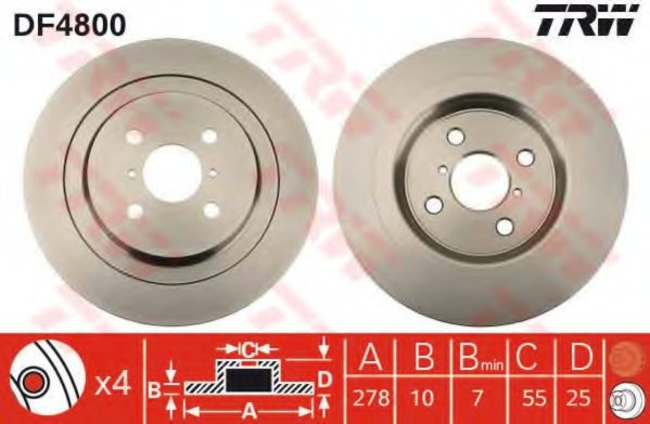 Disc frana TOYOTA YARIS (P9) (2005 - 2013) TRW DF4800 piesa NOUA