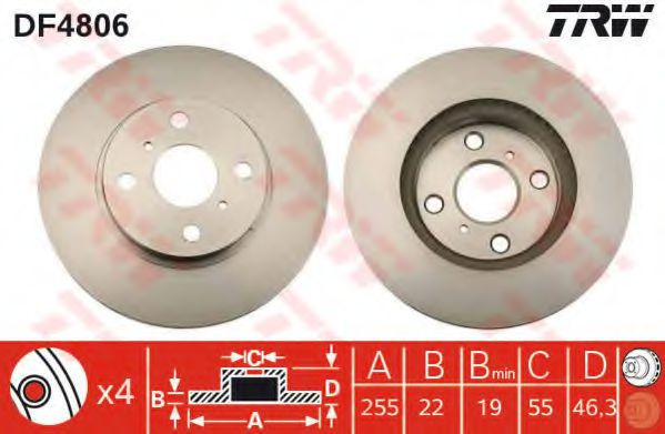 Disc frana TOYOTA YARIS (P9) (2005 - 2013) TRW DF4806 piesa NOUA
