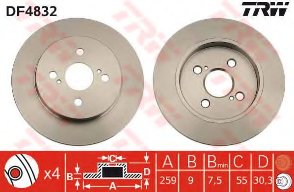 Disc frana TOYOTA YARIS (P9) (2005 - 2013) TRW DF4832 piesa NOUA
