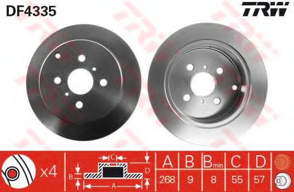 Disc frana TOYOTA YARIS VERSO (NLP2, NCP2) (1999 - 2005) TRW DF4335 piesa NOUA