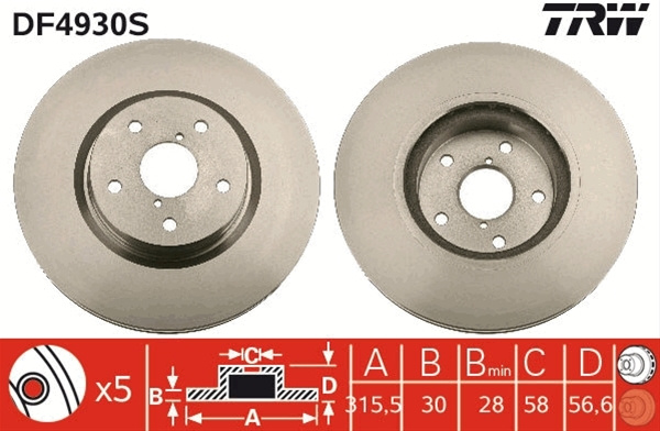 Disc Frana Trw Subaru DF4930S