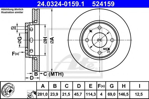 Disc frana VOLVO S40 I (VS) (1995 - 2004) ATE 24.0324-0159.1 piesa NOUA