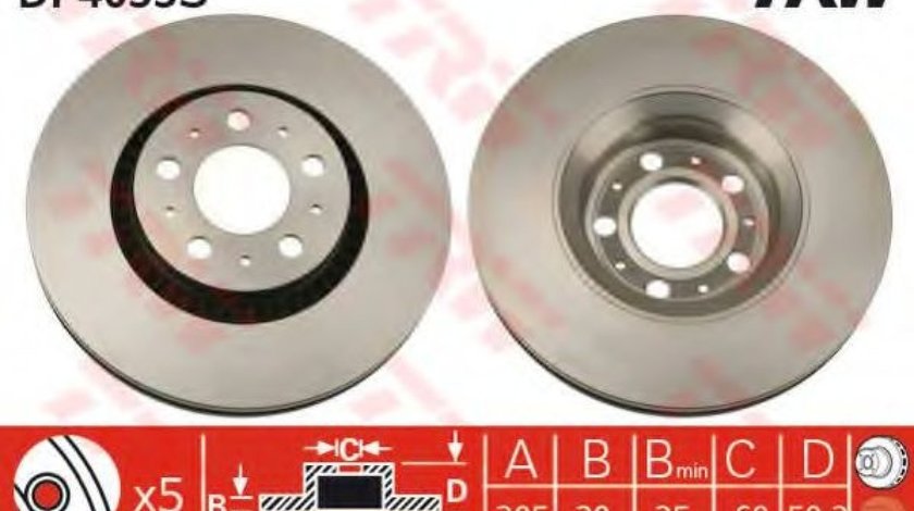 Disc frana VOLVO S80 I (TS, XY) (1998 - 2006) TRW DF4053S piesa NOUA