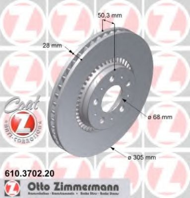 Disc frana VOLVO S80 I (TS, XY) (1998 - 2006) ZIMMERMANN 610.3702.20 piesa NOUA