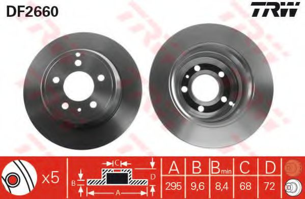 Disc frana VOLVO V70 I (LV) (1996 - 2000) TRW DF2660 piesa NOUA
