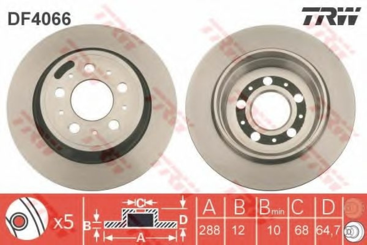 Disc frana VOLVO V70 I (LV) (1996 - 2000) TRW DF4066 piesa NOUA