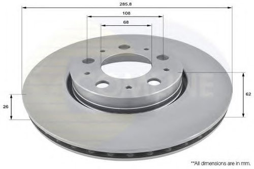 Disc frana VOLVO V70 II (SW) (2000 - 2007) COMLINE ADC1907V piesa NOUA