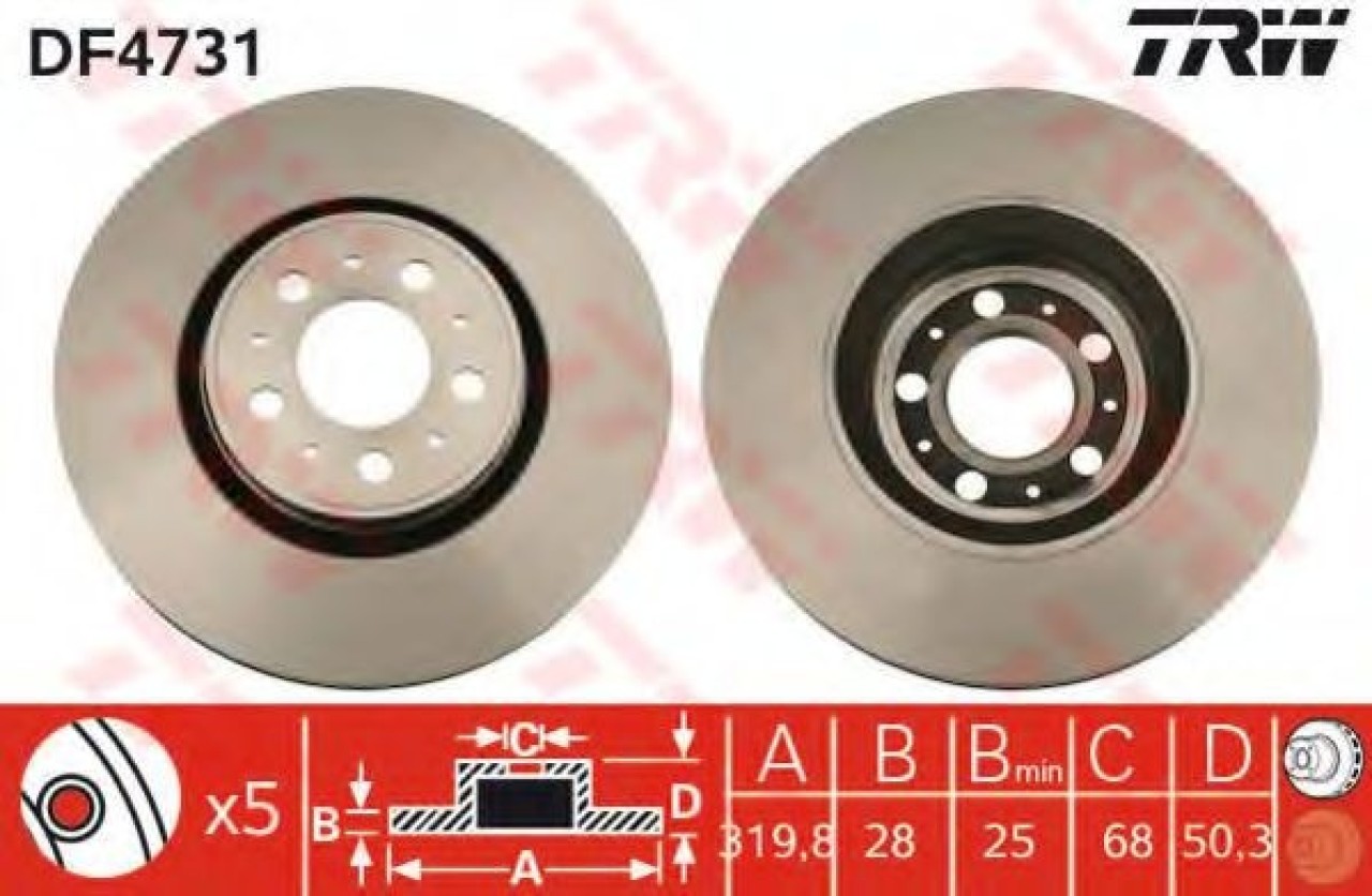 Disc frana VOLVO V70 II (SW) (2000 - 2007) TRW DF4731 piesa NOUA