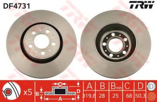 Disc frana VOLVO V70 II (SW) (2000 - 2007) TRW DF4731 piesa NOUA
