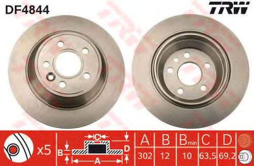 Disc frana VOLVO V70 III (BW) (2007 - 2016) TRW DF4844 piesa NOUA