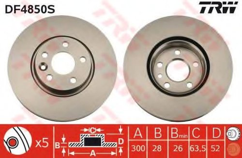 Disc frana VOLVO V70 III (BW) (2007 - 2016) TRW DF4850S piesa NOUA