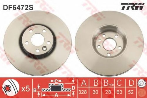 Disc frana VOLVO XC60 (2008 - 2016) TRW DF6472S piesa NOUA