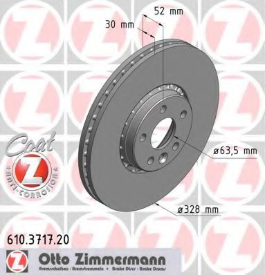 Disc frana VOLVO XC60 (2008 - 2016) ZIMMERMANN 610.3717.20 piesa NOUA
