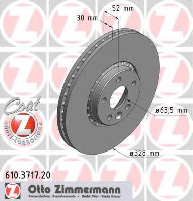 Disc frana VOLVO XC60 (2008 - 2016) ZIMMERMANN 610.3717.20 piesa NOUA