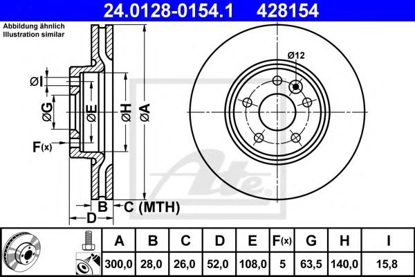 Disc frana VOLVO XC70 II (2007 - 2016) ATE 24.0128-0154.1 piesa NOUA