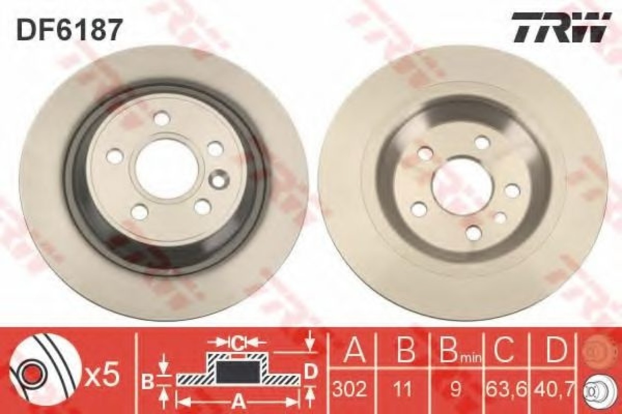 Disc frana VOLVO XC70 II (2007 - 2016) TRW DF6187 piesa NOUA