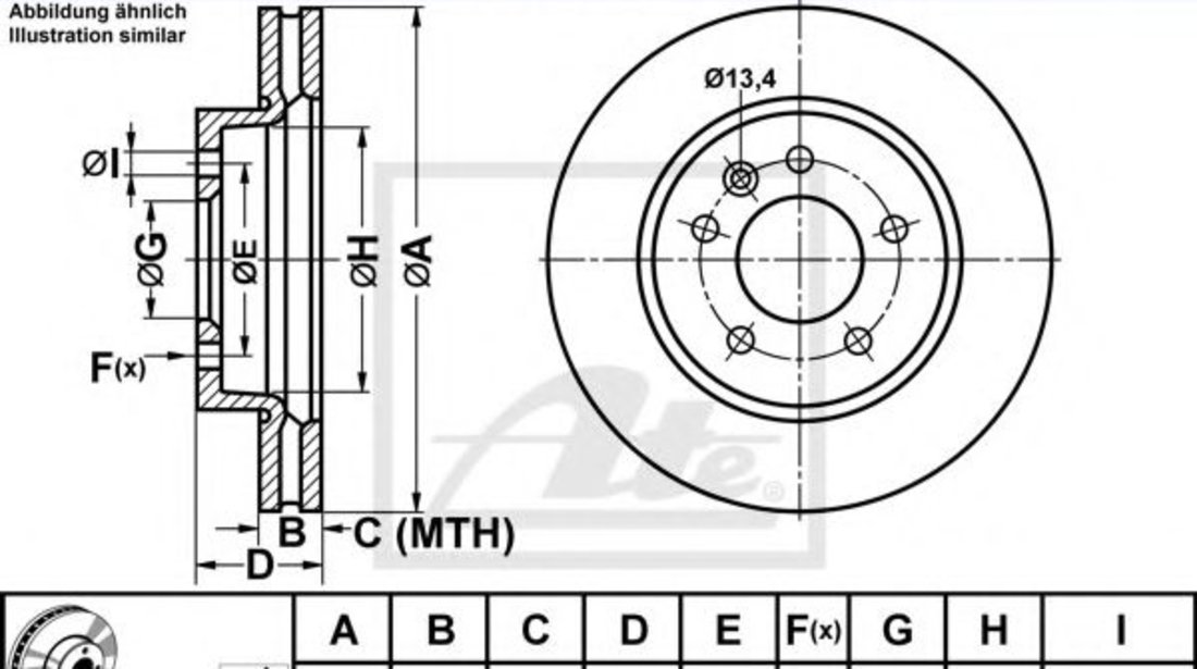 Disc frana VW AMAROK (2H, S1B) (2010 - 2016) ATE 24.0128-0251.1 piesa NOUA