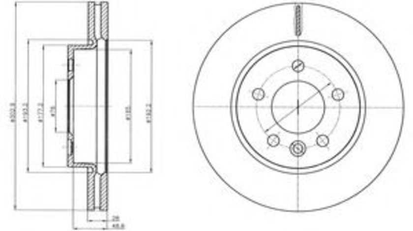 Disc frana VW AMAROK (2H, S1B) (2010 - 2016) DELPHI BG4343C piesa NOUA