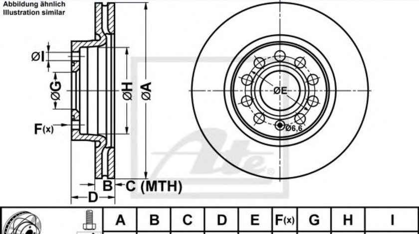 Disc frana VW BEETLE Cabriolet (5C7) (2011 - 2016) ATE 24.0322-0210.1 piesa NOUA