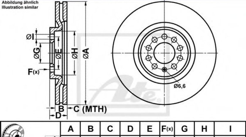 Disc frana VW BORA (1J2) (1998 - 2005) ATE 24.0125-0123.1 piesa NOUA