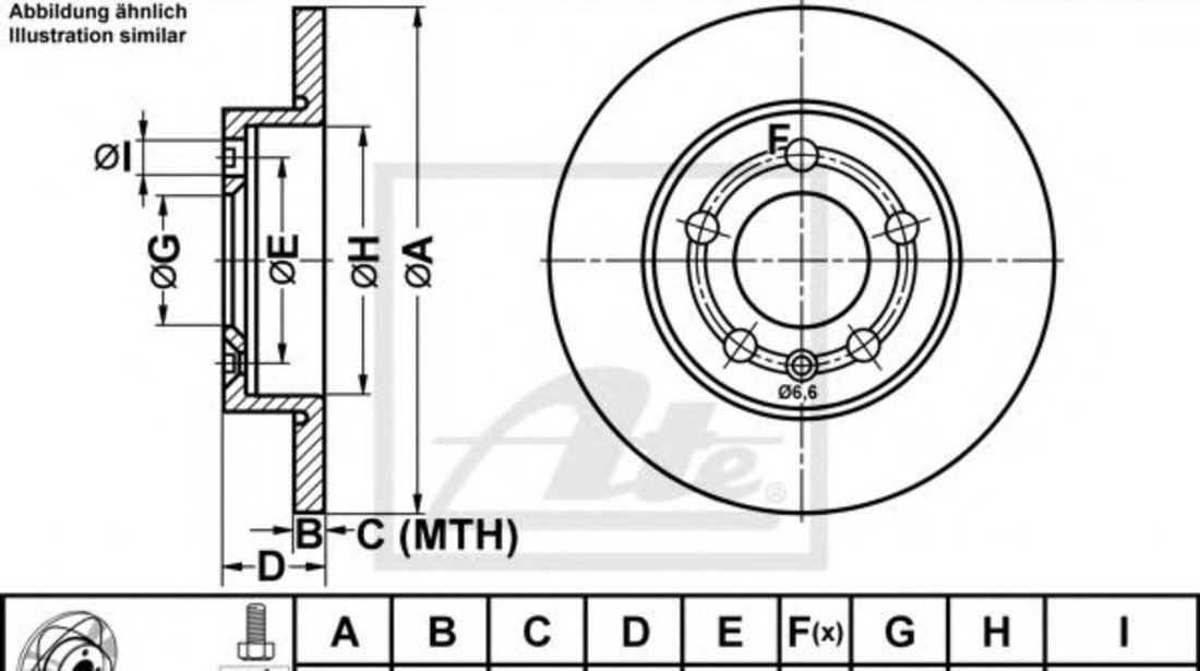 Disc frana VW BORA (1J2) (1998 - 2005) ATE 24.0309-0133.1 piesa NOUA