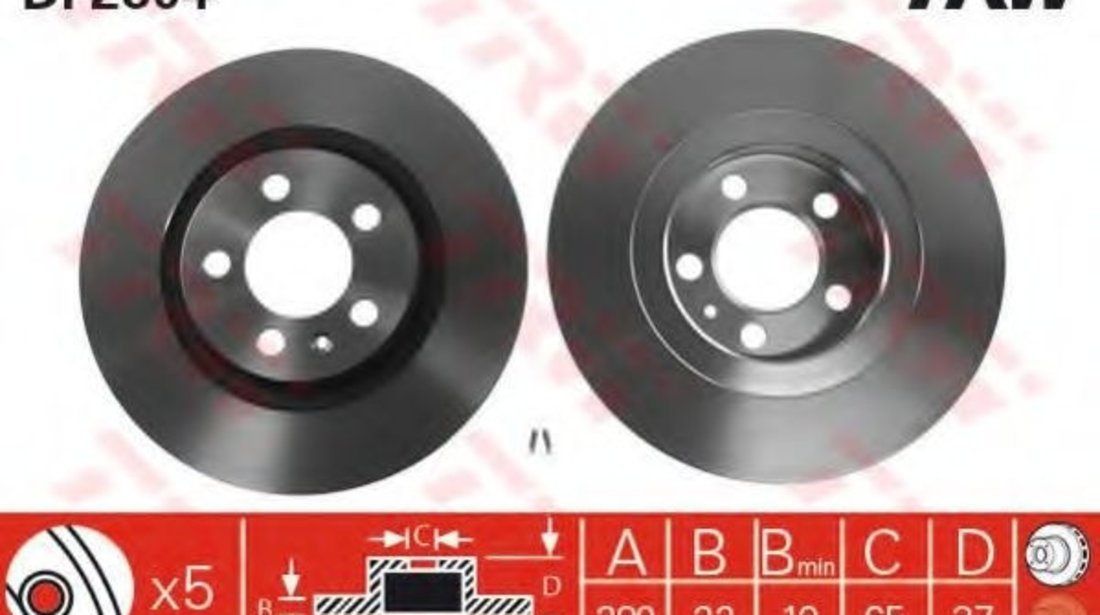 Disc frana VW BORA (1J2) (1998 - 2005) TRW DF2804 piesa NOUA