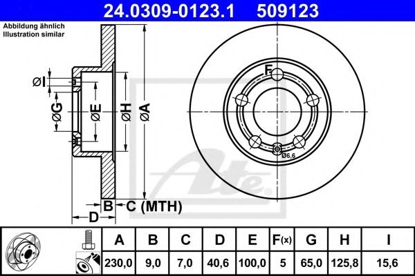 Disc frana VW BORA Combi (1J6) (1999 - 2005) ATE 24.0309-0123.1 piesa NOUA