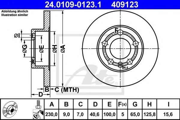 Disc frana VW BORA Combi (1J6) (1999 - 2005) ATE 24.0109-0123.1 piesa NOUA