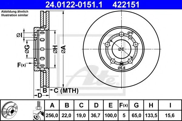 Disc frana VW BORA Combi (1J6) (1999 - 2005) ATE 24.0122-0151.1 piesa NOUA