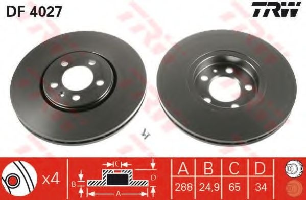 Disc frana VW BORA Combi (1J6) (1999 - 2005) TRW DF4027 piesa NOUA