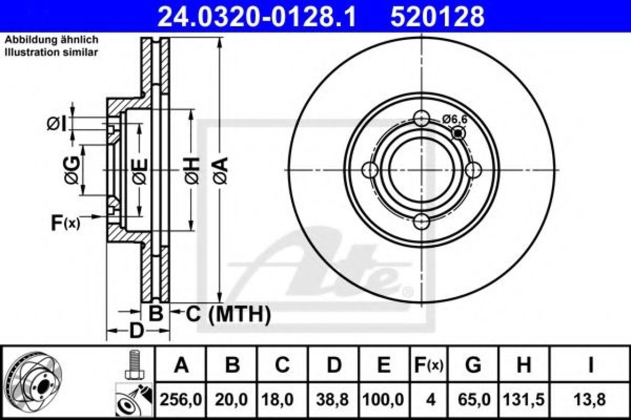 Disc frana VW CADDY II Caroserie (9K9A) (1995 - 2004) ATE 24.0320-0128.1 piesa NOUA