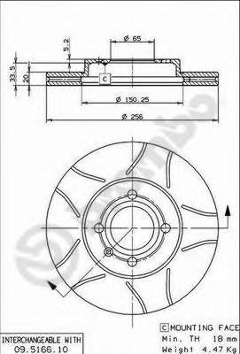 Disc frana VW CADDY II Combi (9K9B) (1995 - 2004) BREMBO 09.5166.75 piesa NOUA