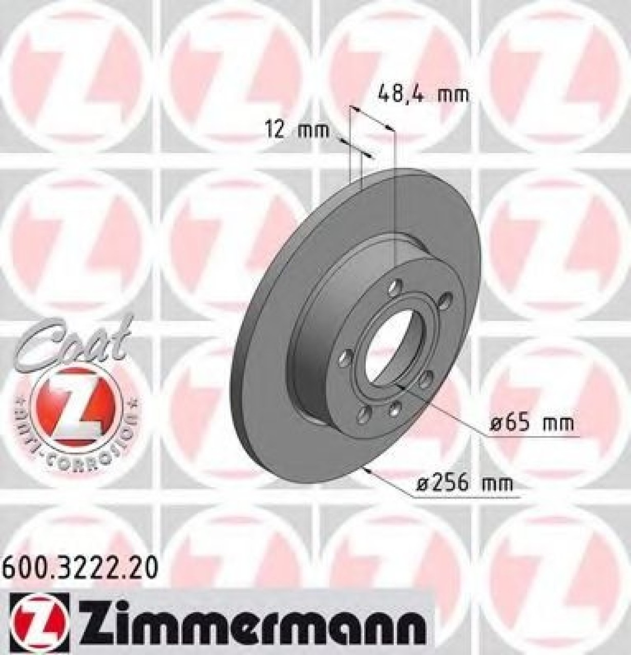 Disc frana VW CADDY III Combi (2KB, 2KJ, 2CB, 2CJ) (2004 - 2016) ZIMMERMANN 600.3222.20 piesa NOUA