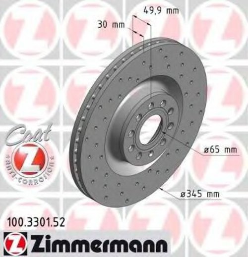 Disc frana VW CC (358) (2011 - 2016) ZIMMERMANN 100.3301.52 piesa NOUA