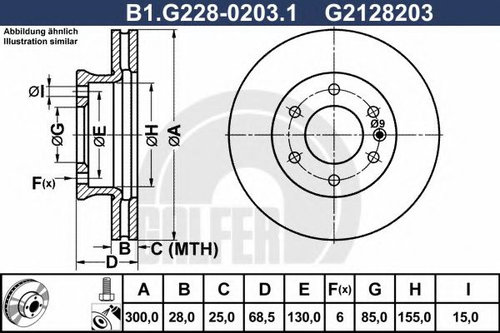 Disc frana VW CRAFTER 30-50 caroserie (2E) (2006 - 2016) GALFER B1.G228-0203.1 piesa NOUA