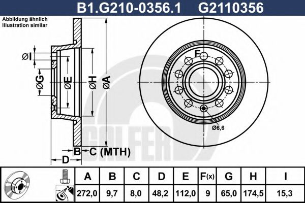 Disc frana VW EOS (1F7, 1F8) (2006 - 2016) GALFER B1.G210-0356.1 piesa NOUA