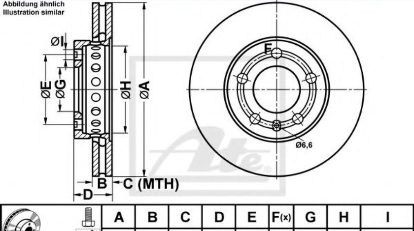 Disc frana VW FOX (5Z1, 5Z3) (2003 - 2016) ATE 24.0118-0137.1 piesa NOUA