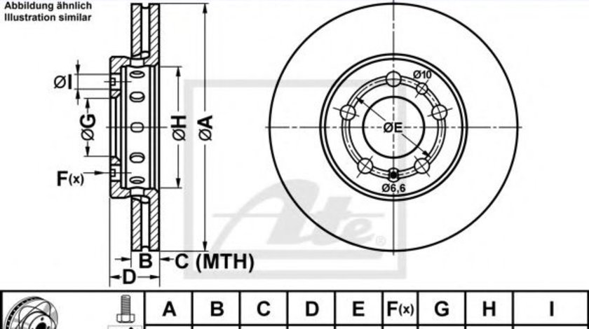 Disc frana VW FOX (5Z1, 5Z3) (2003 - 2016) ATE 24.0322-0151.1 piesa NOUA