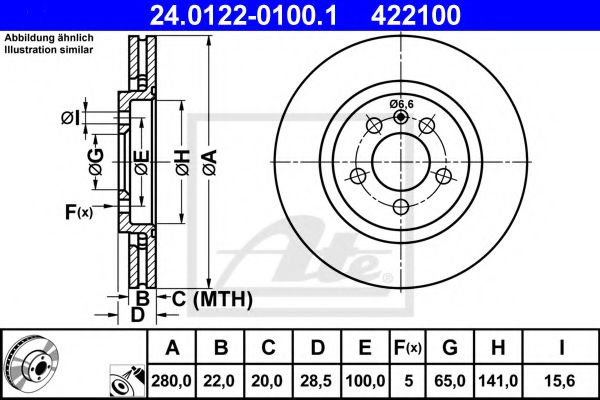 Disc frana VW GOLF III (1H1) (1991 - 1998) ATE 24.0122-0100.1 piesa NOUA